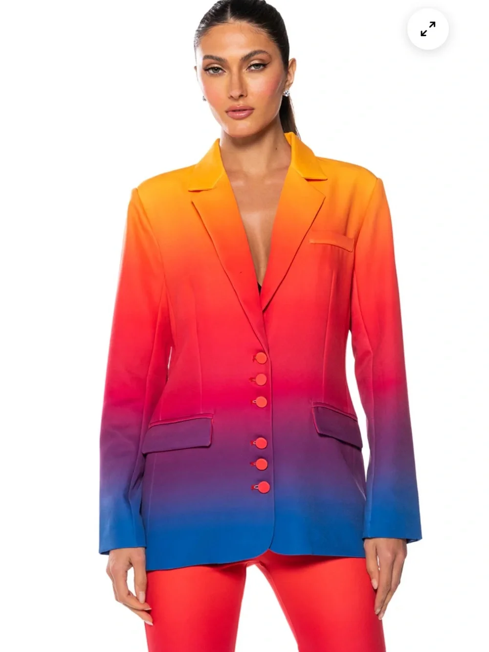 AKIRA Sunset Ombre Blazer in Orange, Pink & Blue - Picture 1 of 14
